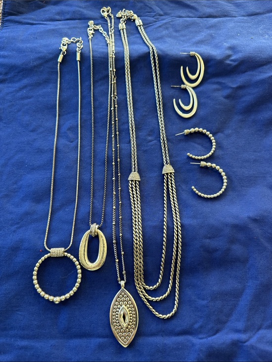 Brighton Jewelry - Brighton Bundle! Silver-Tone Necklaces x4 & Silver-Tone Earrings x2 Pair